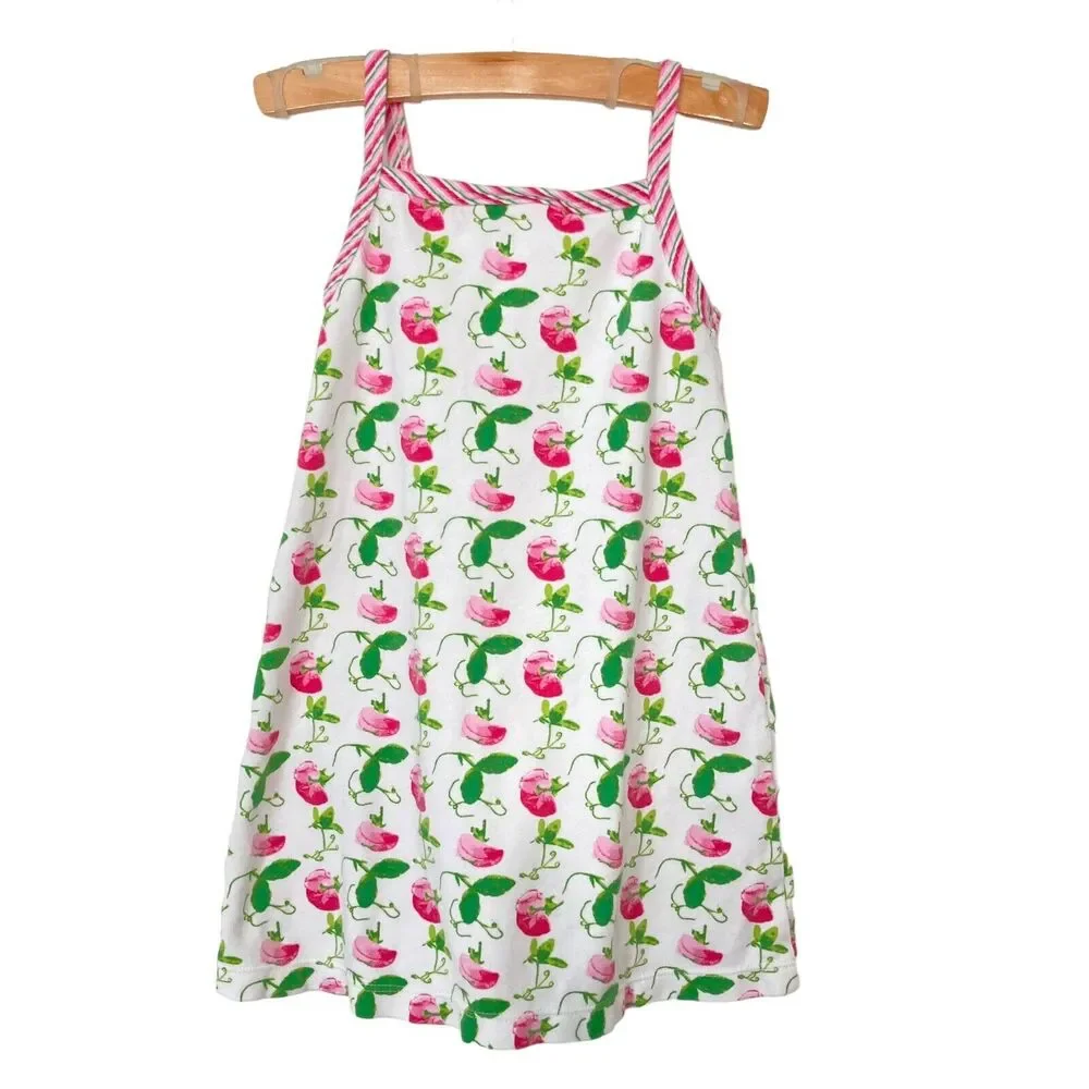 Marimekko By Sweet Potatoes Girls Pink Green Floral Cotton Dress Size 4T Soft